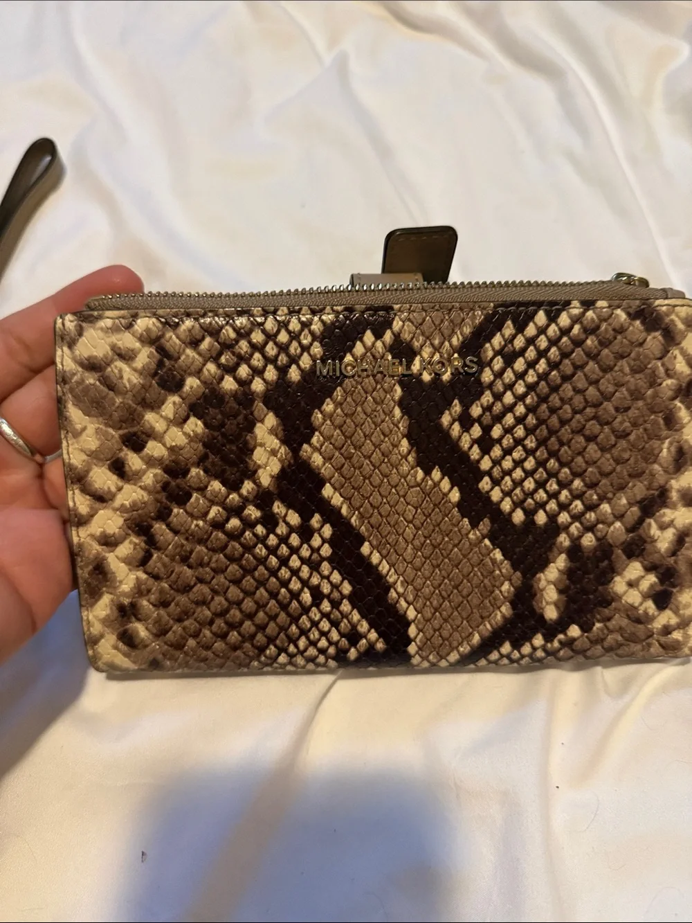 Michael Kors Snake-Print Zip Wallet wristlet